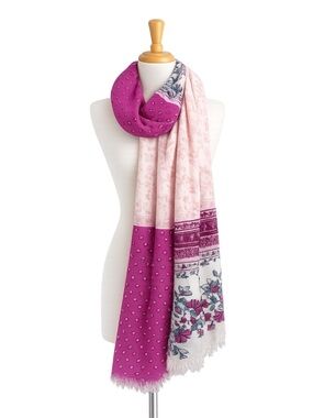 Old Navy Boho Floral Lightweight Scarf Pink Purple Shawl Wrap Layering